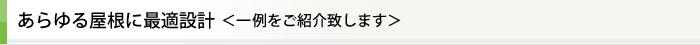 あらゆる屋根に最適設計＜一例をご紹介致します＞